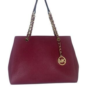 Michael Kors Susannah Large tote Merlot color Bordeaux Logo chain